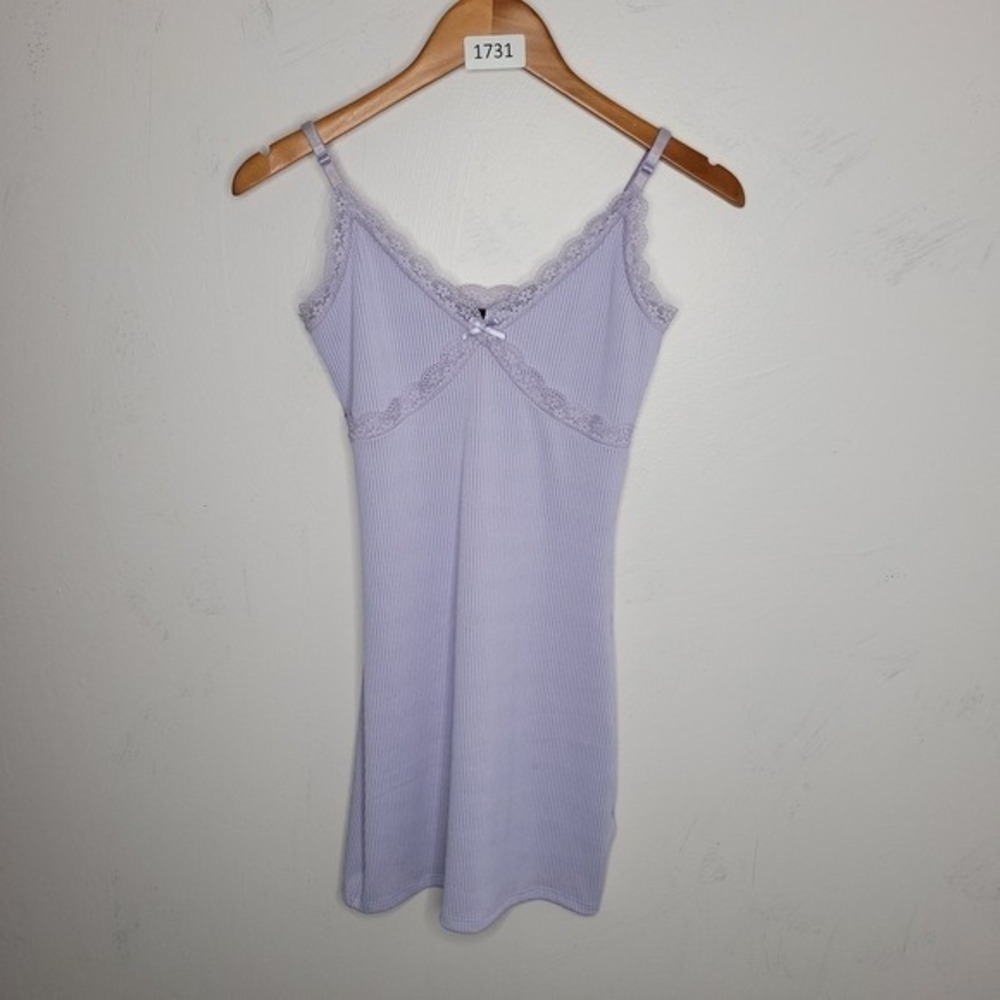 Divided Womens Y2K Lace Trim Babydoll Slip Dress‎ Size S Purple Preppy Coquette